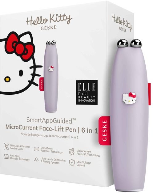 Акція на Микротоковая ручка для подтяжки лица Geske MicroCurrent Face-Lift Pen 6 в 1 by Hello Kitty Purple (HK000014PU01) від Stylus