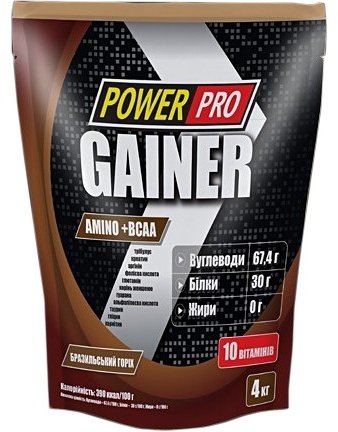 Акция на Power Pro Gainer 4000 g / 100 servings / Бразильський горіх от Y.UA