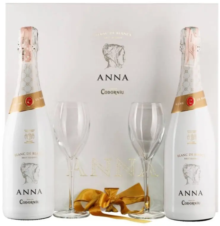 Акція на Игристое вино Codorniu Anna Blanc de Blancs Brut Reserve белое брют 1.5 л (2 шт. по 0.75 л) + два бокала (BWR8164) від Stylus