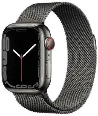 Акція на Apple Watch Series 7 45mm GPS+LTE Graphite Stainless Steel Case with Graphite Milanese Loop (MKL33) від Stylus
