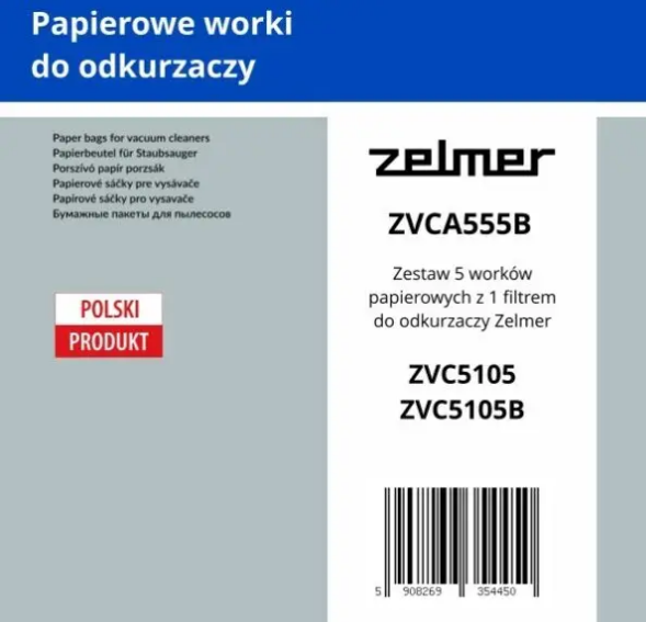 Акція на Мешки бумажные + 1 фильтр Zelmer к пылесосам ZVCA555B від Stylus