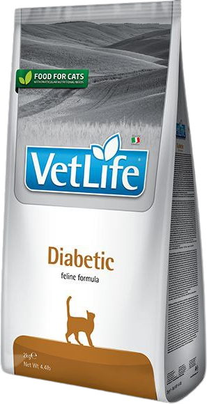 Акція на Сухой лечебный корм для кошек Farmina Vet Life Natural Diet Cat Diabetic диетическое питание для контроля уровня глюкозы в крови при сахарном диабете 400 г (176430) від Stylus