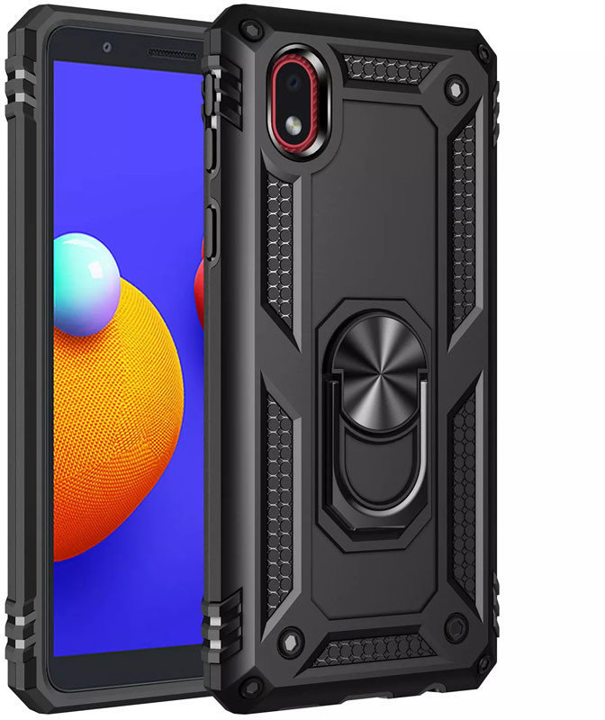 

Mobile Case Shockproof Serge Magnetic Ring Black for Samsung M013 Galaxy M01 Core / A013 Galaxy A01 Core