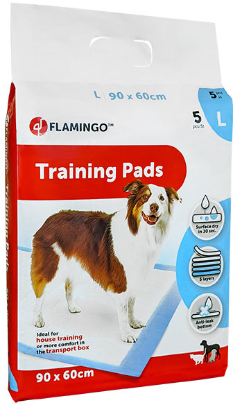 

Пеленка для щенков Flamingo Training Pads Puppy одноразовая размер L 90х60 см 5 штук (56421)