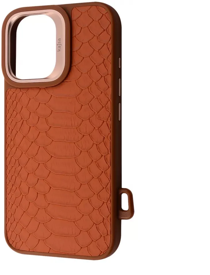 

Kajsa Snake Pattern with Magnetic Ring Brown for iPhone 16 Pro