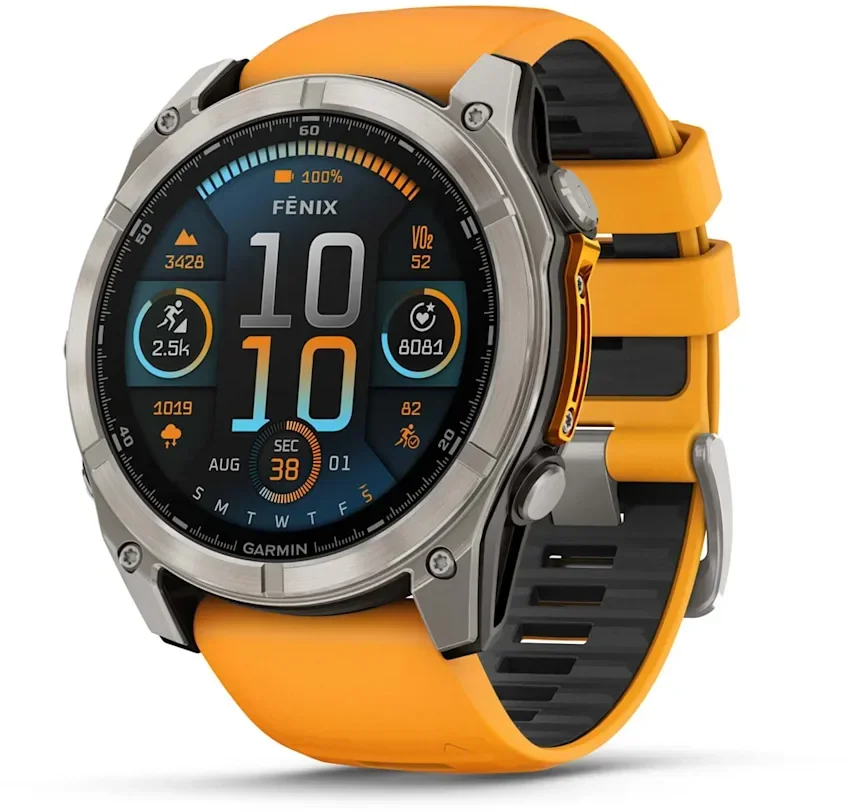 

Garmin Fenix 8 Amoled 51mm Sapphire Titanium with Spark Orange/Graphite Silicone Band (010-02905-11)