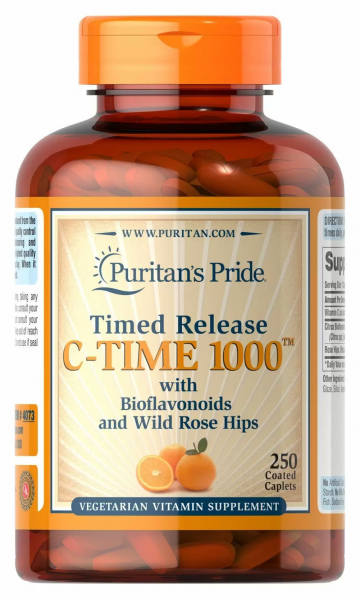 

Puritan's Pride C-TIME 1000 with Rose Hips 1000 mg Вітамін C з биофлавоноидами і шипшиною 250 капає