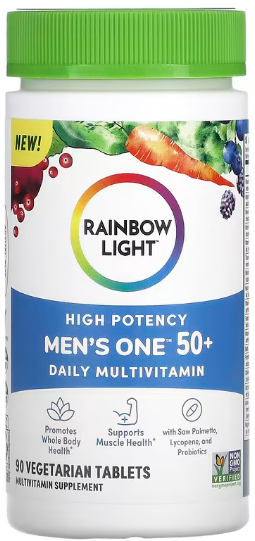 

Rainbow Light Men's One 50+ Daily Multivitamin, High Potency Мультивітаміни для чоловіків 50 + 90 таблеток