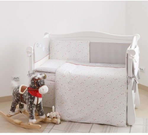 

Постельный комплект 6 эл. Twins Premium Little stars 4028-P-052, white/grey, белый/серый