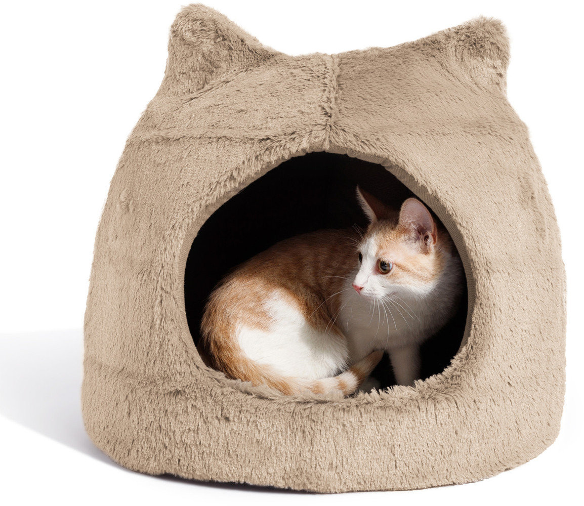 Акція на Будинок – лежак Best Friends Meow Hut Fur Cat Bed для котів пшеничний 44х44 см (bf4662) від Y.UA