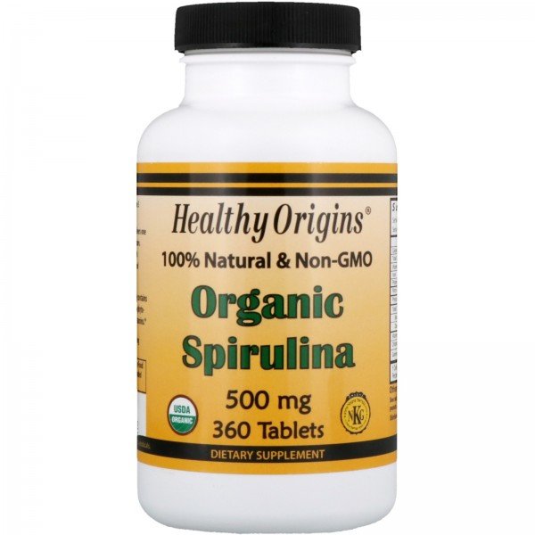 

Healthy Origins Organic Spirulina 500 mg Спирулина органическая 360 таблеток