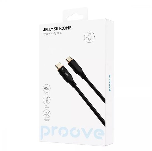 Акція на Proove Cable USB-C to USB-C Jelly Silicone 60W 1m Black від Stylus