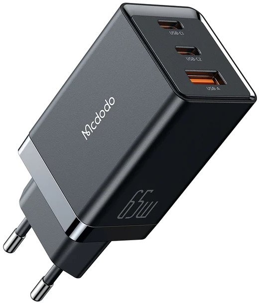 Акція на Mcdodo Wall Charger 2xUSB-C+USB CH-1540 GaN5 Mini 65W Black від Y.UA