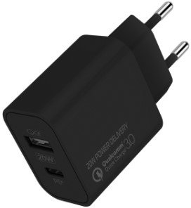 Акція на ColorWay Wall Charger USB+USB-C 20W Black (CW-CHS025QPD-BK) від Stylus