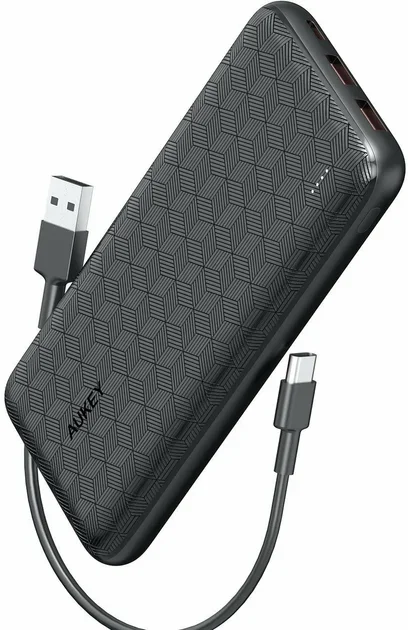 Акція на Aukey Power Bank 20000mAh Usb C Ultra Slim Power Bank with 18W Pd Black (PB-N93A) від Y.UA