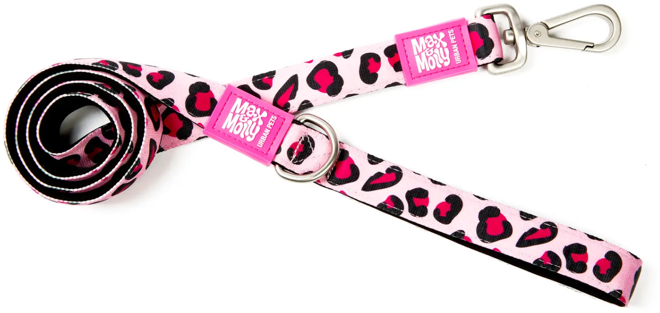 Акція на Поводок короткий для собак Max & Molly Short Leash Leopard Pink L (4897039634247) від Stylus