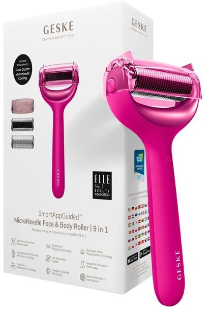 Акція на Роллер для игловой мезотерапии лица и тела Geske MicroNeedle Face&Body Roller 9в1 magenta від Stylus