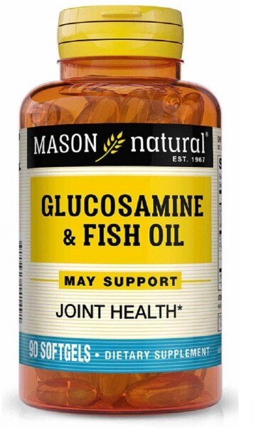 

Mason Natural Glucosamine & Fish Oil Глюкозамін та Риб'ячий жир 90 гелевих капсул