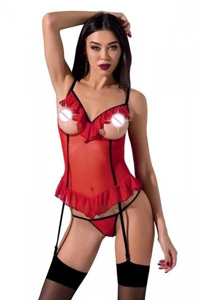 

Эротический корсет Passion Exclusive Cherry Corset red S/M