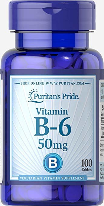 

Puritan's Pride Vitamin B-6 (Pyridoxine Hydrochloride) 50 mg-100 Tablets