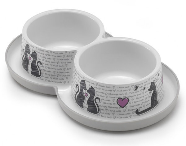 

Миска Moderna Double Trendy Dinner Cats in Love для кошек 2х350 мл 10 см (43939)