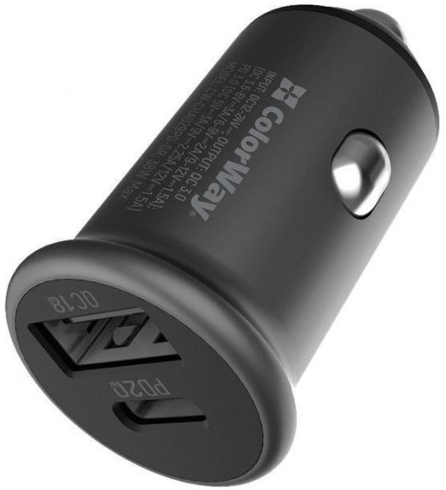 Акція на ColorWay Car Charger USB+USB-C 38W Gray (CW-CHA029PD-GR) від Stylus