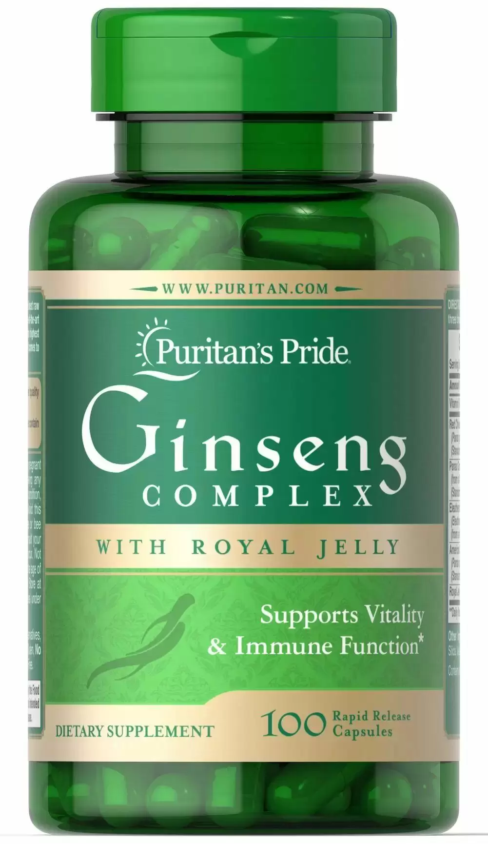 

Puritan's Pride Ginseng Complex with Royal Jelly 1000 mg Женьшень с маточным молочком 100 капсул