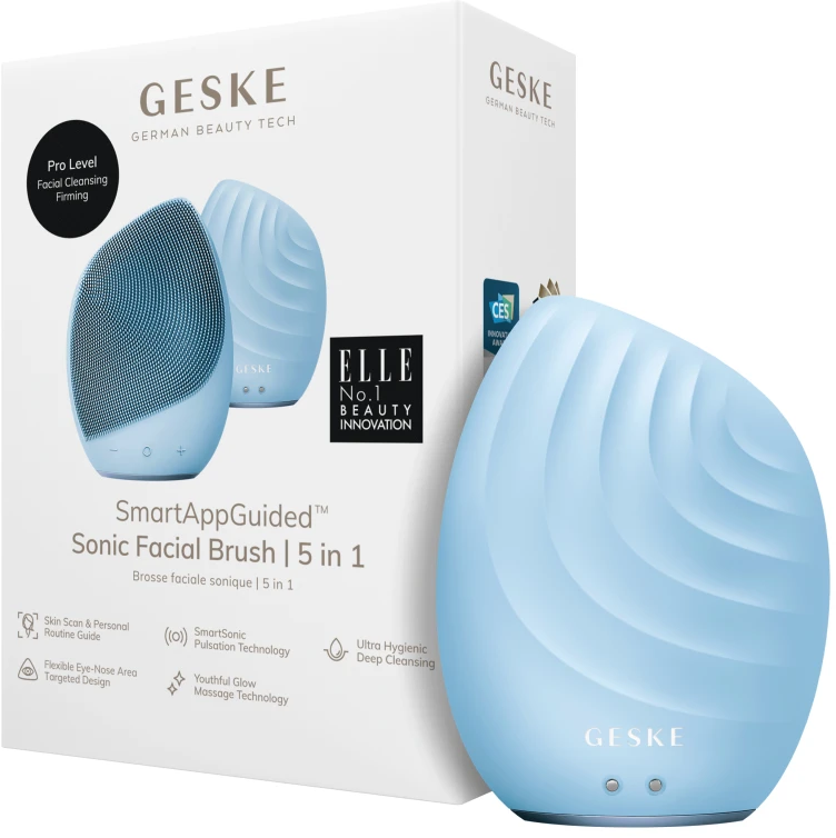 Акція на Электронная ультразвуковая щетка для лица Geske Sonic Facial Brush 5в1 aquamarine від Stylus