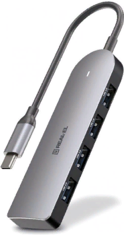 Акция на REAL-EL Adapter USB-C to 4xUSB CQ-415 Space Grey (EL123110001) от Stylus