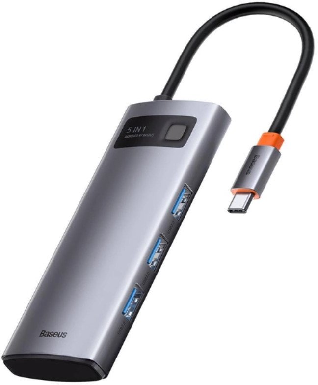 Акция на Baseus Adapter USB-C to 3xUSB 3.0+HDMI+USB-C Pd Gray (WKWG020013) от Y.UA