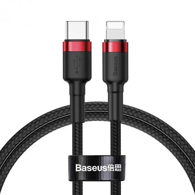 Акція на Baseus Cable USB-C to Lightning Cafule 20W 1m Red/Black (CATLKLF-91) від Stylus