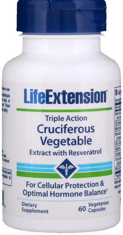 Акція на Life Extension Triple Action Cruciferous Vegetable Extract with Resveratrol 60 Veg Caps Растительный экстракт с ресвератролом від Stylus