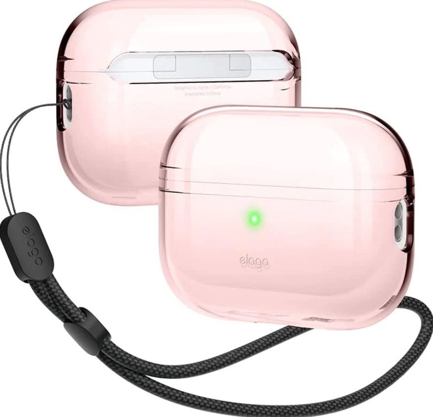 Акція на Чохол для навушників Elago Clear Case with Nylon Lanyard Lovely Pink (EAPP2CL-BA+ROSTR-LPK) для Apple AirPods Pro 2 від Y.UA