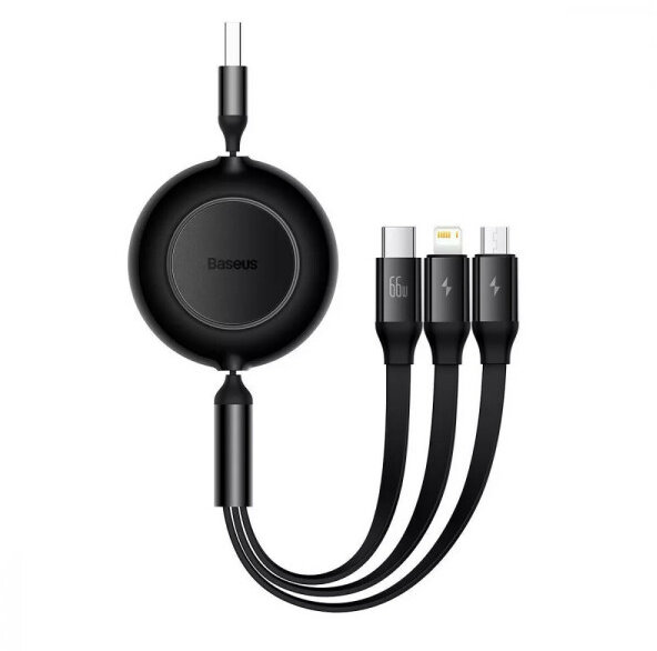 Акція на Baseus Cable USB-C to Micro USB/Lightning/Type-C Bright Mirror 2 Series 66W 1.1m Black (CAMJ010101) від Y.UA