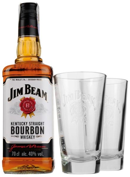 Акція на Бурбон Jim Beam White 40% 0.7 л + 2 стакана Хайболл (DDSBS1B098) від Stylus