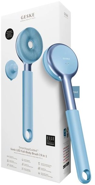 Акція на Звуковая светодиодная щетка для всего тела Geske Sonic Led Full-Body Brush&Intensive Exfoliator 9в1 aquamarine від Stylus