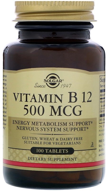 

Solgar Vitamin B12, 500 mcg, 100 Tabs