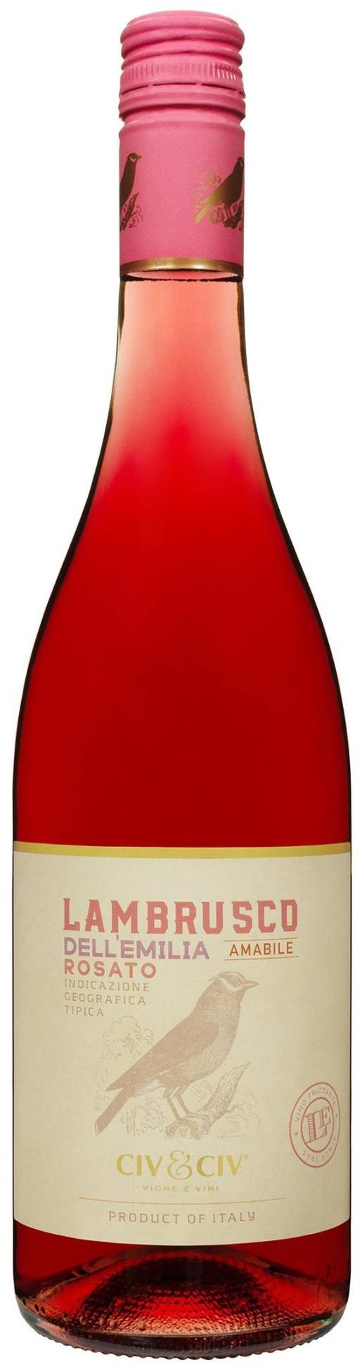 

Напівгристе вино Civ&Civ Lambrusco dell'emilia Rosato Amabile рожеве напівсолодке 0.75 л (FSH_8001929316960)