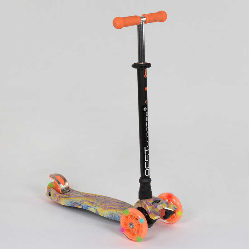 Акція на Самокат трехколесный Maxi "Best Scooter" пластмассовый, трубка руля алюминиевая Orange/Black (83269) від Stylus