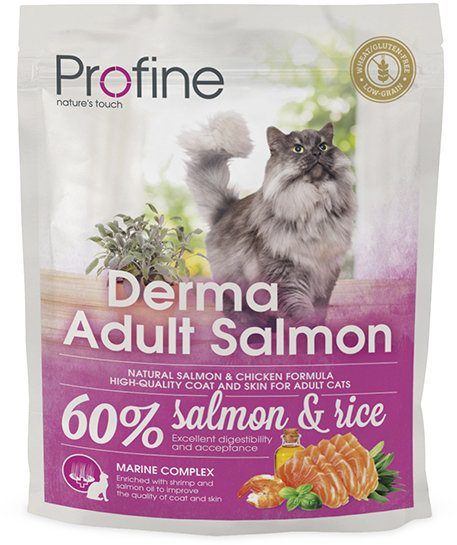 

Сухой корм для длинношерстных котов Profine Cat Derma с лососем и рисом 300 г (8595602517756)