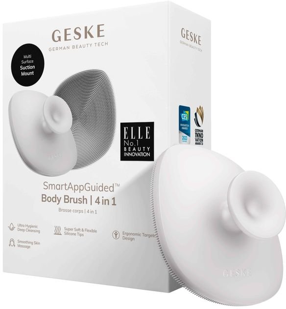 Акція на Электрощетка для тела Geske Body Brush 4 в 1 White (GK000704WH01) від Stylus