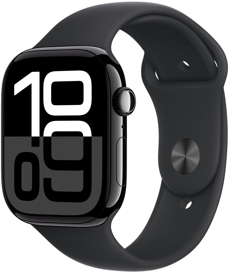 Акція на Apple Watch Series 10 46mm Gps Jet Black Aluminum Case with Black Sport Band - S/M (MWWP3QH/A) Ua від Stylus