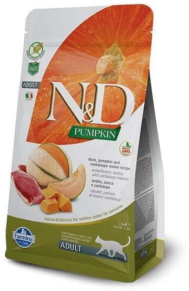 Акція на Сухой корм для котов Farmina N&D Grain Free Pumpkin Duck & Cantaloupe Adult с уткой и тыквой 1.5 кг (168,805) від Stylus