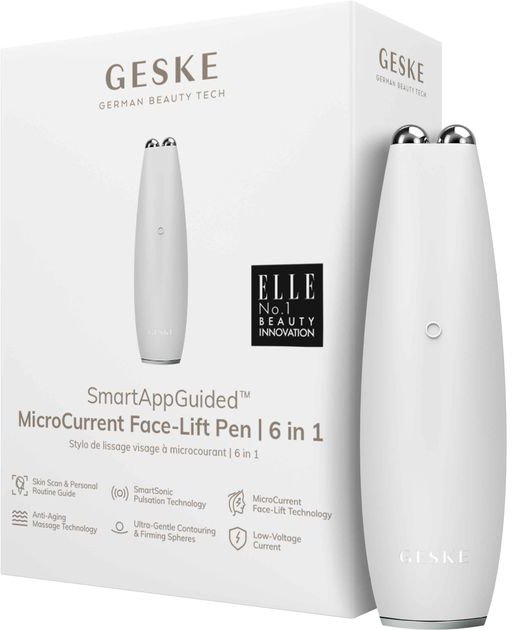 Акція на Микротоковая ручка для подтяжки лица Geske MicroCurrent Face-Lift Pen 6 в 1 White (GK000013WH01) від Stylus