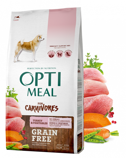 Акція на Сухой корм Optimeal Adult Dogs Grain Free Turkey & Vegetables для собак всех пород с индейкой и овощами 10 кг (4820083905896) від Stylus