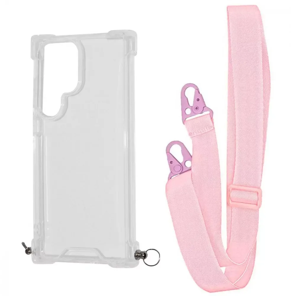 

Wave Clear Case with Strap Pink Sand for Samsung S928 Galaxy S24 Ultra