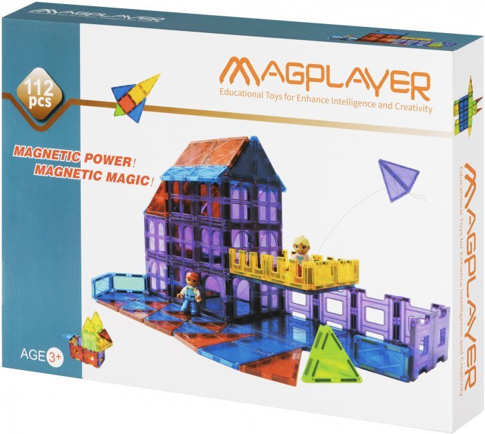 Акція на Конструктор Magplayer Магнитные плитки 112 деталей (MPL-112) від Stylus