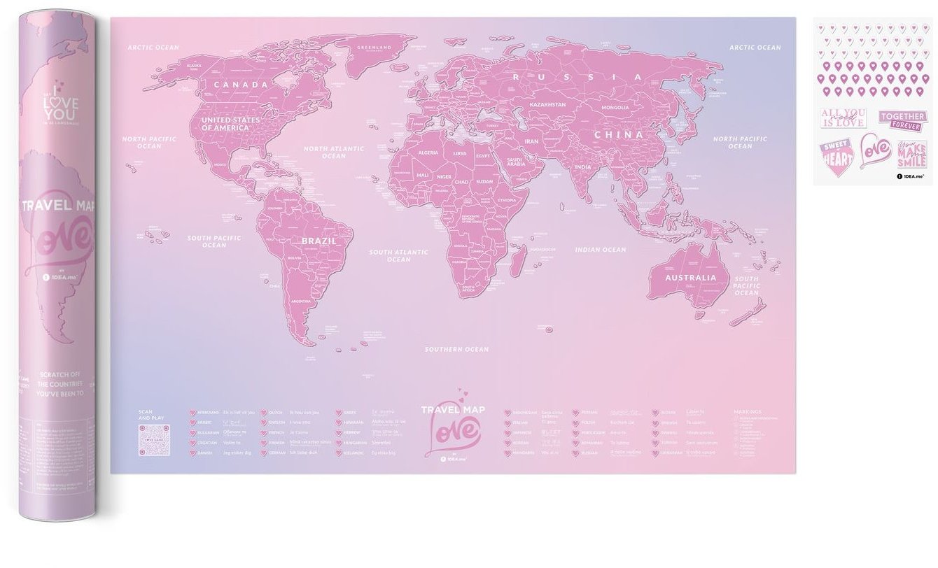 

Скретч карта мира 1DEA.me Travel Map Love World