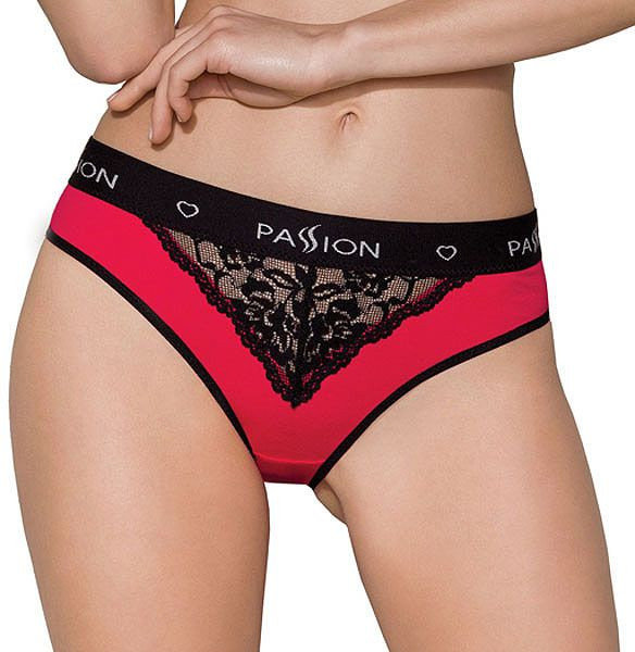 

Трусики с широкой резинкой и кружевом Passion PS001 Panties red/black, size L