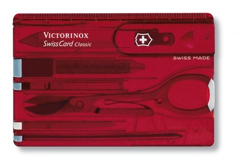 Акція на Victorinox Swisscard 82Х54Х4мм/10предметов/красный-прозрачный (0.7100.T) від Stylus